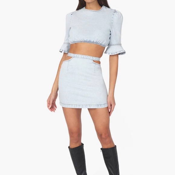 NWT WeWoreWhat Cropped Denim Top - Picture 4 of 13